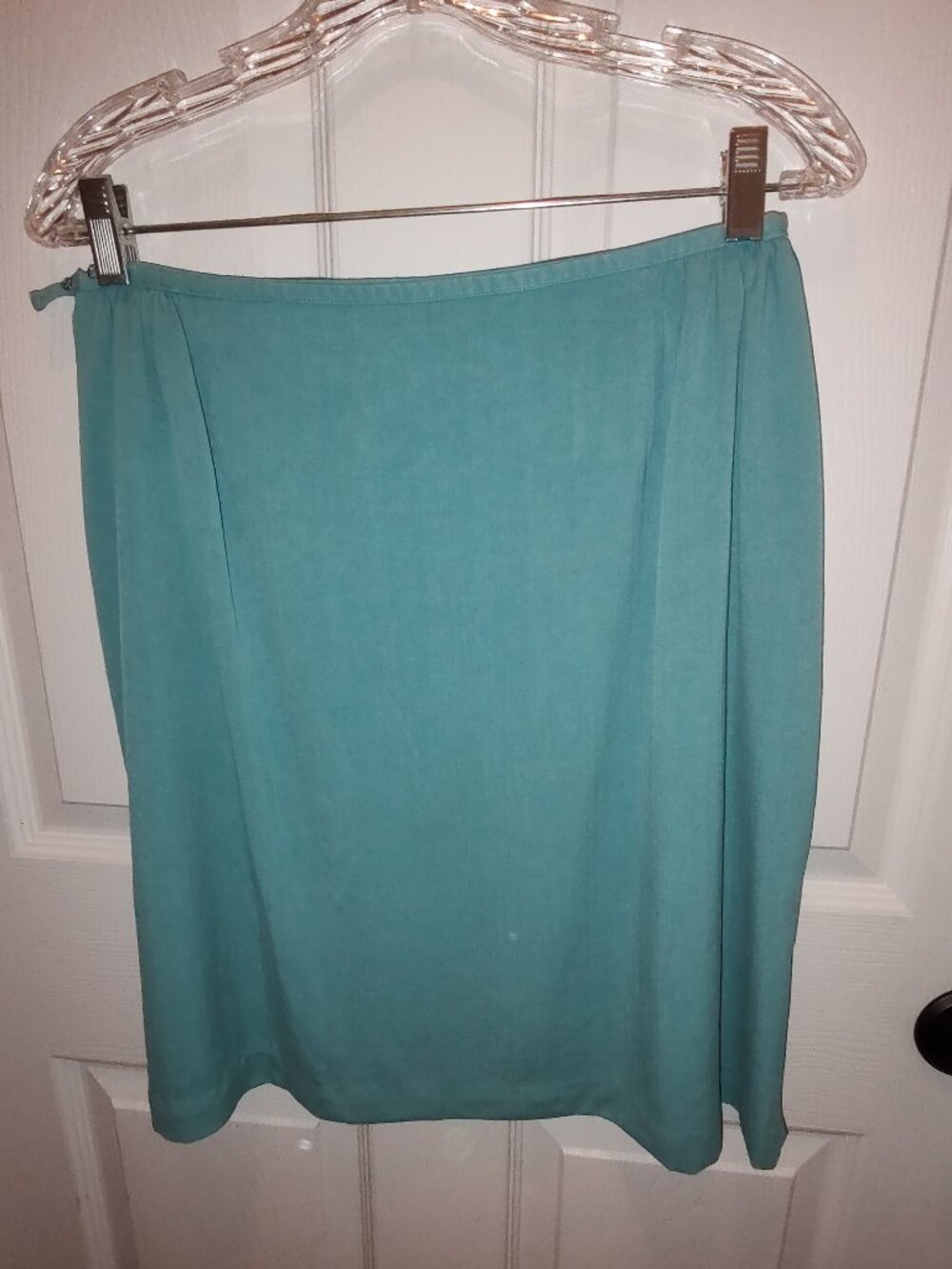 TOMMY BAHAMA PENCIL SKIRT AQUA SANDWASHED SILK LINED IN SILK SIDE ZIPPER SIZE 8